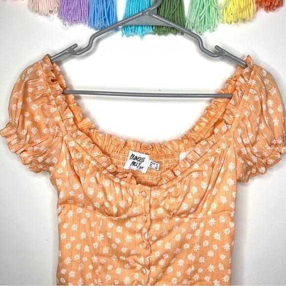 Princess Polly Donna Tangerine Orange Peach Floral Daisy Mini Dress Size 6 - Picture 7 of 16